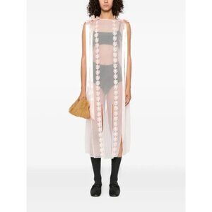 Simone Rocha pale pink ribbon-trimmed sleeveless midi dress size US 0 NWOT